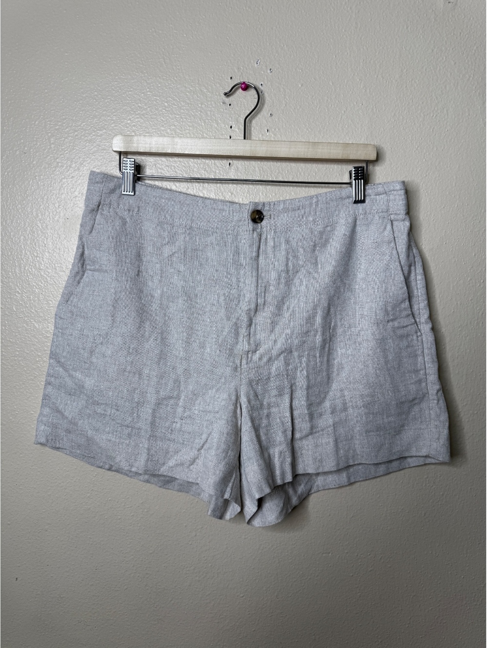 Banana Republic High-Rise Linen Blend Shorts Women’s Size Large Gray Pull-On NWT